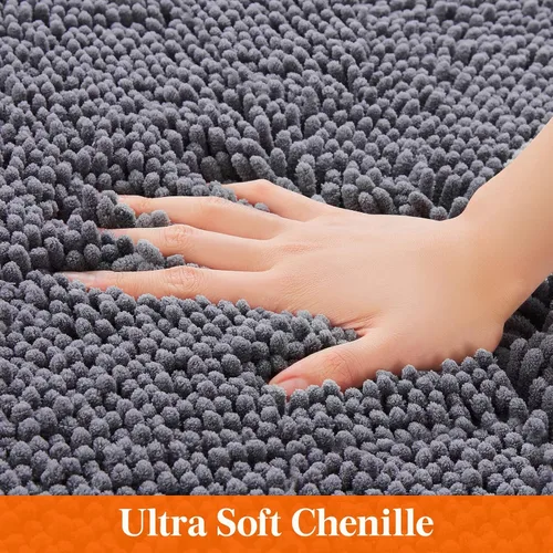 Miniatura 4 de Lifewit Tapete de baño extra suave, absorbente y lanudo de felpilla, tapete de felpa antideslizante para baño, bañera y ducha, color gris, 24 x 17