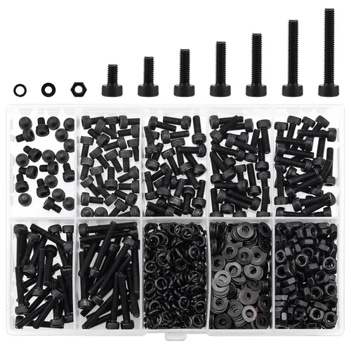 Miniatura 8 de HELIFOUNER 560 piezas M3 x 0.157 in, 0.236 in, 0.315 in, 0.394 in, 0.472 in, 0.630 in, 0.787 in, cabeza hexagonal, tornillos, arandelas, tuercas