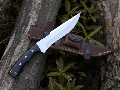 Miniatura 9 de HMC - Cuchillos de caza hechos a mano con hoja fija de acero inoxidable pulido D2, cuchillo de caza de ciervos de espiga completa para hombres