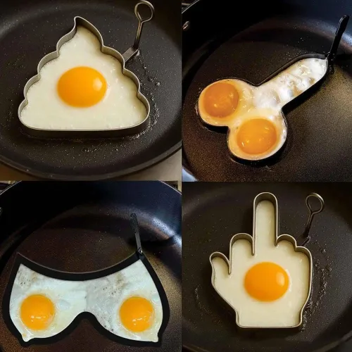 Miniatura 6 de Divertido molde de huevo de dedo medio, molde único para huevos cocidos, anillos de huevo para freír huevos, anillo de huevo antiadherente, 4 piezas