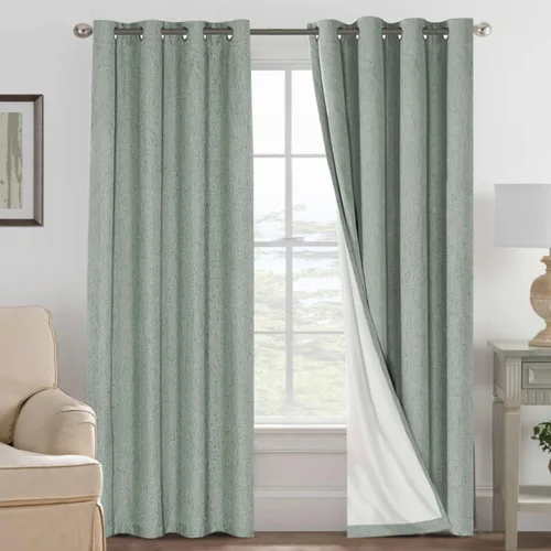 Miniatura 77 de H.VERSAILTEX Cortinas opacas de lino de 72 pulgadas de largo, 100% absolutamente opacas, con aislamiento térmico, con textura de lino, cortinas