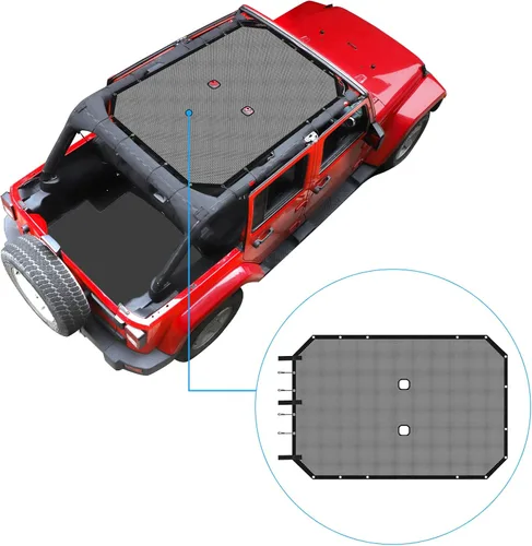 Miniatura 2 de RT-TCZ para Jeep JKU Parasol de malla para el techo de 4 puertas para Jeep Wrangler 2007-2017 JKU Top Bikini negro