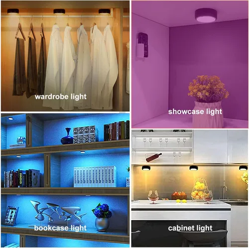 Miniatura 5 de Onumii - Luces de disco operadas por pilas con control remoto LED, iluminación inalámbrica debajo del gabinete, luces adhesivas que cambian