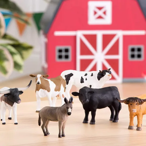 Miniatura 2 de Terra by Battat Juego de juguetes de animales de granja con figuras realistas de vaca, toros y burro Holstein - Juguetes educativos para niños