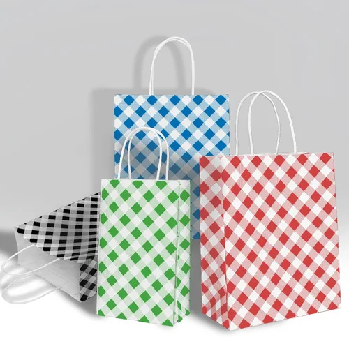 Miniatura 6 de ECOHOLA Bolsa de papel de 4 colores, 16 bolsas de regalo pequeñas, bolsa de regalo envuelta con asas para cumpleaños, baby showers, manualidades