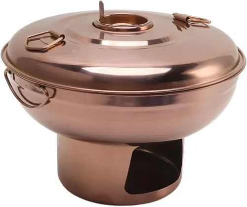 Olla caliente de carbón pequeña, acero inoxidable pulido con diseño de chimenea para comedor buffet 410 acero inoxidable oro rosa 9.1 in 1 unidad