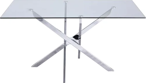 Miniatura 3 de Meridian Furniture Xander Collection Modern Mesa de comedor contemporánea de vidrio templado con base de metal duradera, 60 pulgadas de ancho x 36
