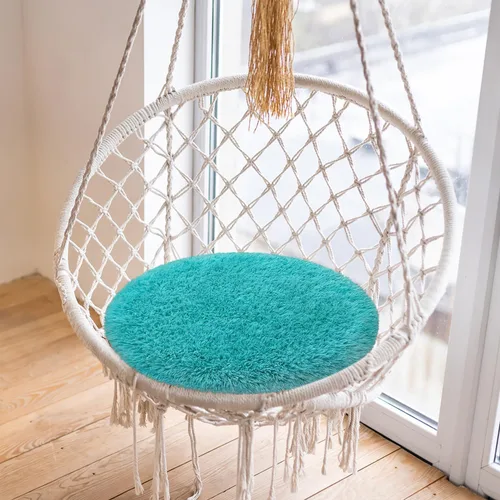 Miniatura 4 de Alfombra circular pequeña para dormitorio, 2 x 2 pies, color azul, para decoración de habitación de niños, redonda esponjosa para guardería
