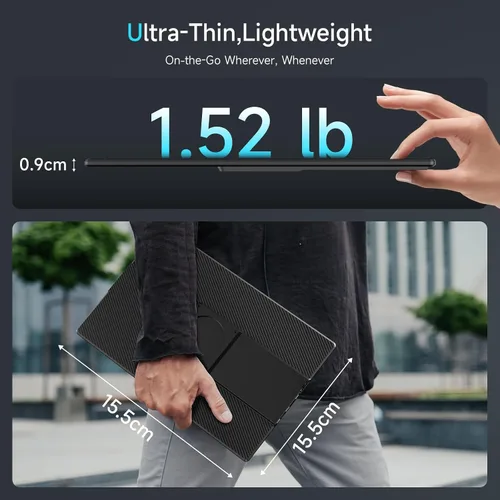 Miniatura 8 de Extensor de pantalla para laptop, monitor portátil dual de 16.1 pulgadas, 1080P FHD sin marco, extensor de monitor desmontable para laptop, apto