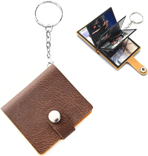 Miniatura 8 de Llavero personalizado con foto personalizado álbum de fotos de cuero llavero bolsillo mini álbum de fotos