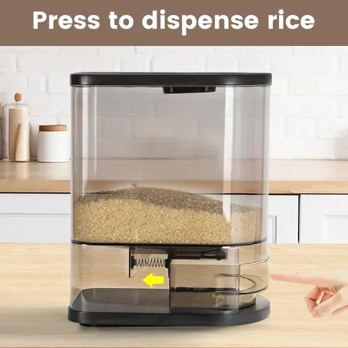 Miniatura 9 de SYNCVIBE Dispensador grande de arroz de 22 a 25 libras, dispensador de cereales, contenedor de almacenamiento de alimentos con taza medidora, Negro