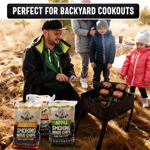 Miniatura 7 de Mr. Bar-B-Q - Chips de madera para ahumar de madera, paquete de 3 sabores, manzana, mezquite y nogal de Mr. Bar-B-Q, se pueden utilizar en parrilla