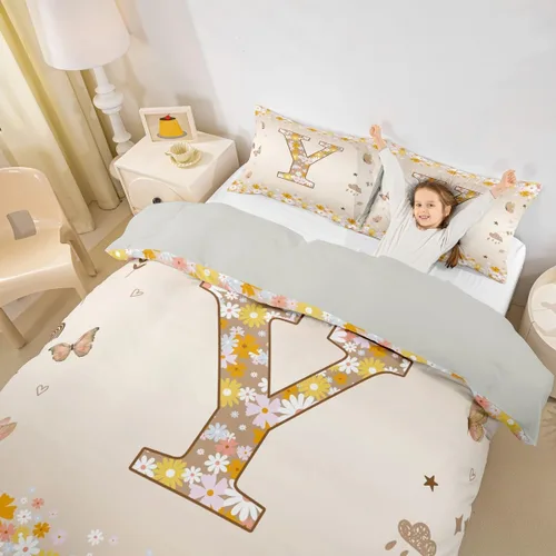 Miniatura 20 de Erosebridal Groovy - Juego de ropa de cama con inicial B de flores de los años 60S y 70S, funda de edredón floral vintage, juego de cama retro