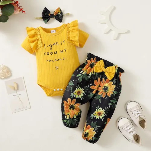 Miniatura 2 de Conjunto de ropa para bebé recién nacido, conjunto de pantalón floral, ropa de algodón para niñas