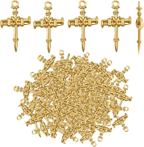 50 dijes de cruz de aleación religiosa cristiana Jesús Crucifijo Crucifijo, suministros de manualidades para manualidades, collares, pulseras,