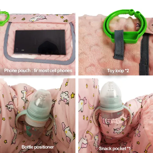 Miniatura 3 de RHYDEER Funda para carrito de compras para bebés - cubierta para silla alta, diseño de minky punteado, multi en 1, protección 360, enrollable