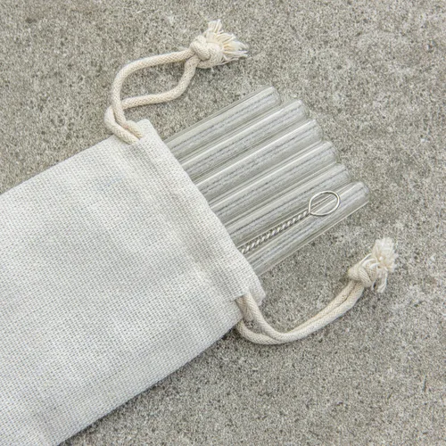 Miniatura 5 de Juego de pajitas de cóctel de vidrio transparente con cepillos de limpieza de nylon (8 piezas) - SI-SGL6-8C