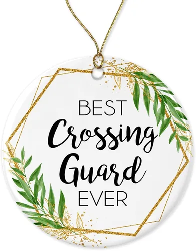 Crossing Guard - Adorno de Navidad – Regalo para los mejores regalos del mundo impreso en un lado, blanco