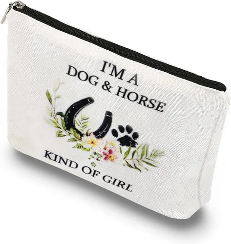 I'm a Dog & Horse Kind of Girl - Bolsas de cosméticos, bolsas de maquillaje para mujeres, mamá de perro, regalos para amantes de los caballos