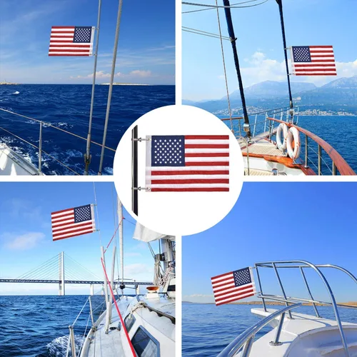 Miniatura 5 de Bandera de barco marina universal con 4 kits de mástil de bandera de barco Bandera de EE. UU. con 50 estrellas bordadas Bandera de barco americana 1