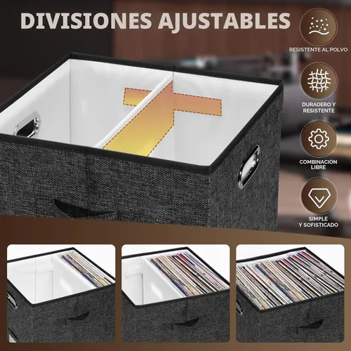 Miniatura 3 de Caja de almacenamiento de discos de vinilo resistente - Organizador de almacenamiento de álbumes con capacidad para más de 50 discos individuales