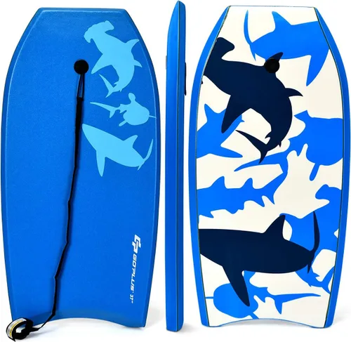 Goplus Tabla de cuerpo ligera de 41/37/33 pulgadas para playa, tabla de surf con núcleo EPS, cubierta XPE, parte inferior lisa de HDPE, correa de