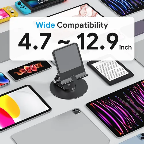 Miniatura 7 de OMOTON Soporte giratorio para tablet iPad con base giratoria 360°, soporte plegable ajustable para dibujo, compatible con iPad Pro/Air/Mini y más