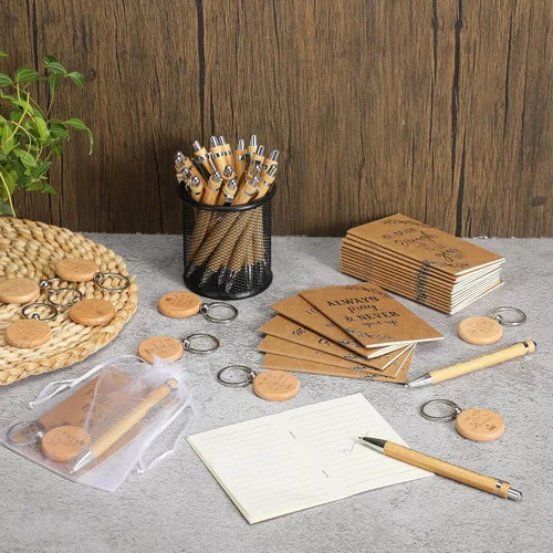 Miniatura 7 de Yeaqee Christian Gifts - Bolígrafo retráctil de bambú, versículo de la Biblia, cuaderno inspirador, llavero de bolsas de organza para mujeres