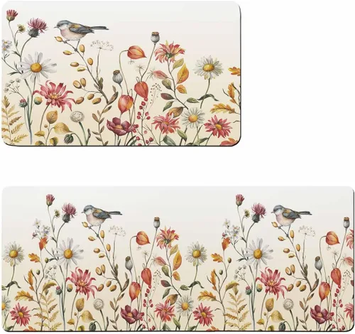 Tapete de baño antideslizante para bañera, diseño de pájaros y flores, de secado rápido y absorbente, de tierra de diatomeas, tapete de cocina,