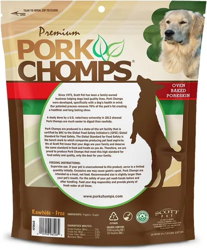 Miniatura 7 de Pork Chomps Masticables de piel de cerdo horneada para perros, rollos de 8 pulgadas, 18 unidades (paquete de 1)
