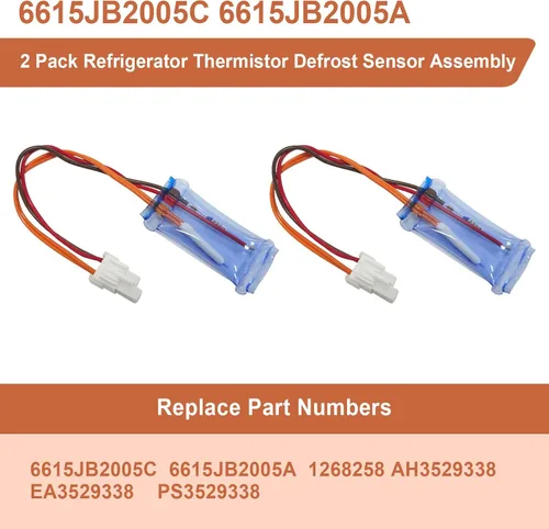 Miniatura 2 de 6615JB2005C - Conjunto de sensor de descongelación de termistor para LG Kenmore frigorífico, termostato de descongelación, reemplazo 6615JB2005A