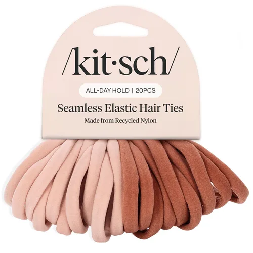 Kitsch Lazos de nailon para el cabello sin daños, bandas elásticas para el cabello para una sujeción fuerte durante todo el día, soportes para cola