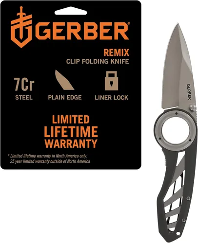 Gerber Gear Remix - Cuchillo de bolsillo plegable, cuchillo de bolsillo de hoja de borde fino de 3 pulgadas para supervivencia y campamento, color