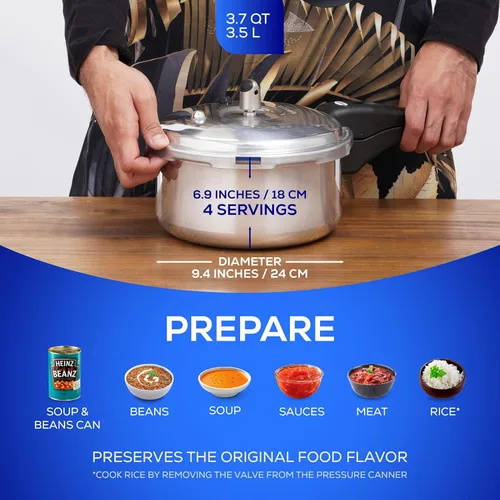 Miniatura 3 de Universal Olla a presión pequeña antióxido (3.7 cuartos / 3.5 litros), olla a presión de aluminio para 4 porciones, distribución uniforme del calor