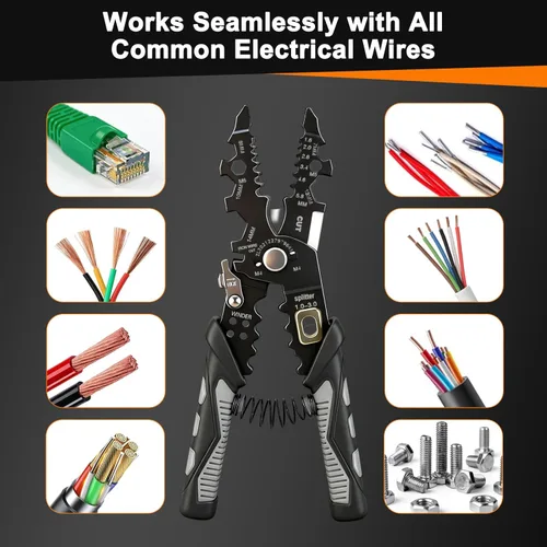 Miniatura 2 de Herramienta pelacables mejorada 2026, crimpadora de corte multifuncional 25 en 1 y llave de perno de tuerca, cables de 16 AWG a 3 AWG, pelacables