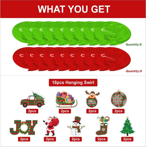 Miniatura 3 de 36 piezas de decoraciones navideñas de bricolaje, remolinos colgantes de Papá Noel, bolas de Navidad, remolinos de techo de Navidad
