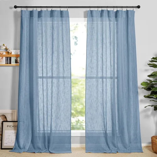 Miniatura 40 de RYB HOME Cortinas extralargas de 108 pulgadas de largo, transpirables con bolsillo para barra, cortinas traslúcidas blancas para sala de estar