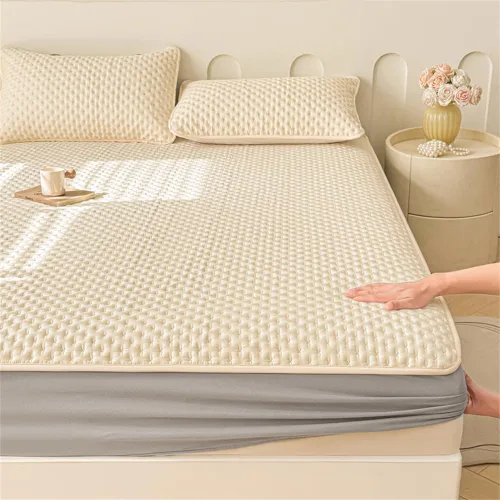 Miniatura 3 de Mattress Protector, Waterproof Mattress Protector, Fits 6"-20" Mattresses with Deep Pocket, Cooling, Breathable Fitted Sheets, Soft Bed Cover, Beige