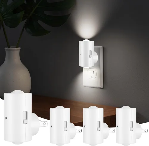 Miniatura 7 de Luz nocturna LED de pared enchufable con regulación de 0 a 300 lúmenes, blanco cálido de 2700 K, sensor de luz de encendido/apagado automático