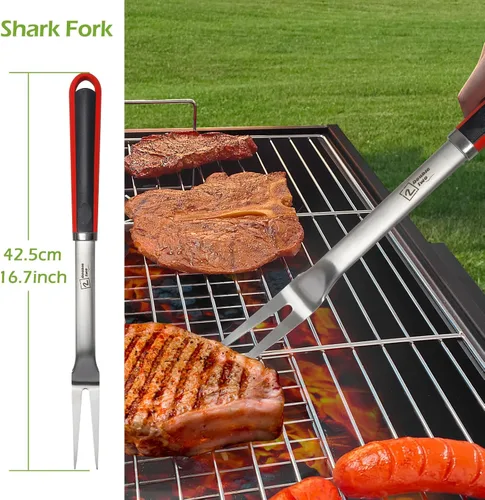 Miniatura 3 de Juego de herramientas de barbacoa de acero inoxidable de 4 piezas, pinzas, tenedor, espátula, cepillo, utensilios para parrilla - Herramientas