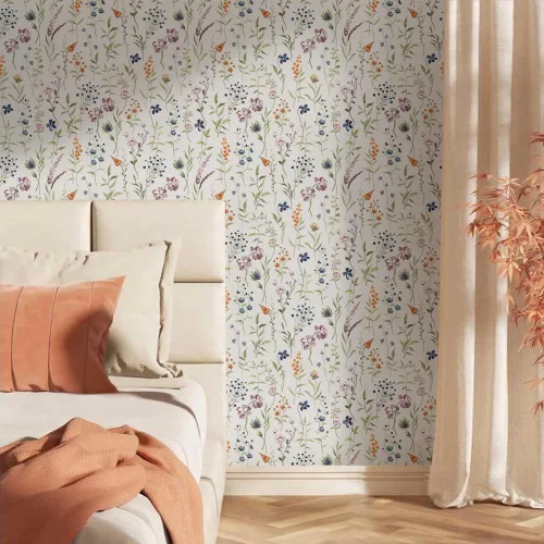 MuralPeel Flores Silvestres Blancas Papel Pintado Floral de Plantas Botánicas de Despegar y Pegar Autoadhesivo Extraíble Fácil de Despegar y Pegar
