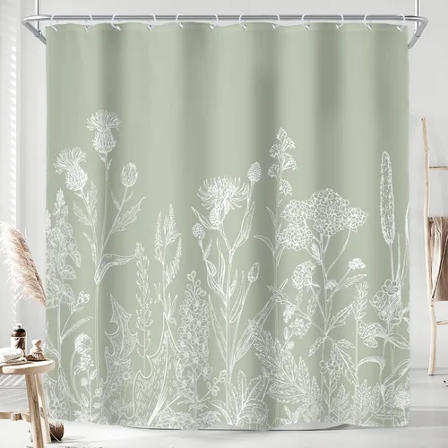 Miniatura 27 de Riyidecor - Cortina de ducha con estampado de flores silvestres para decorar un baño pequeño o una ventana, 36 pulgadas de ancho x 72 pulgadas