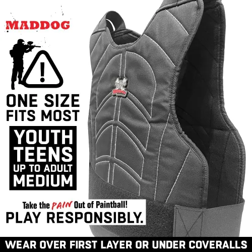 Miniatura 4 de Maddog Sports Padded Chest Protector - Lightweight Paintball Airsoft Impact Protection Vest Front/Back Padding with Adjustable Waist Straps - One