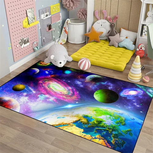Miniatura 9 de Alfombra espacial para habitación de niños, alfombra de galaxia para niños, alfombras espaciales para dormitorio de niños, decoración
