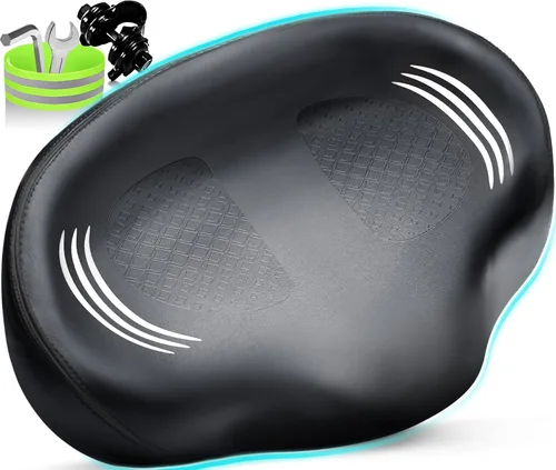 Bike Seat Noseless Wide Bicycle Seat for Women Men, Bike Seats Cushion Comfort for Big Butt, Multiple Fit Saddle for Peloton, Electric, Exercise,