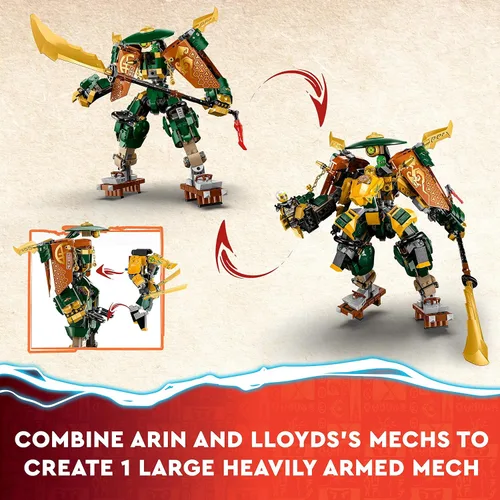 Miniatura 4 de LEGO NINJAGO Mechas del equipo ninja de Lloyd y Arin 71794 - Juego de juguetes de construcción, con 2 mechas y 5 minifiguras, idea para niños, niñas