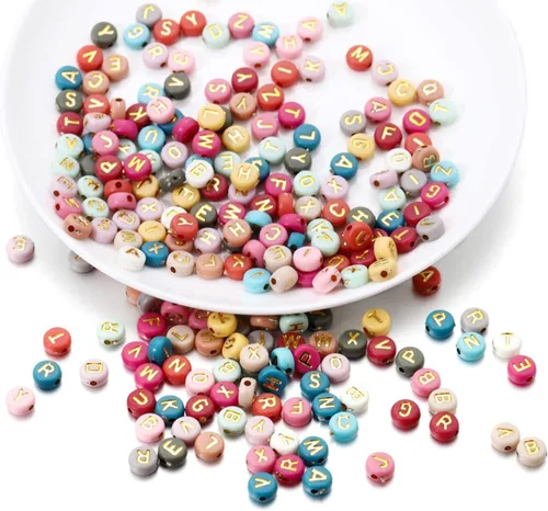 Miniatura 4 de 100-500 unids/bolsa de acrílico con letras del alfabeto, espaciador, cuentas sueltas hechas a mano para hacer joyas DIY, encontrar accesorios