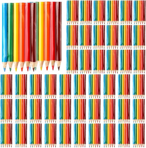 Cholemy 200 juegos de mini lápices de colores de 3.5 pulgadas, lápices de colores cortos portátiles a granel, lápices de colores de dibujo