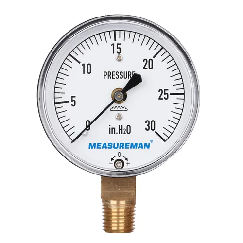 Miniatura 12 de MEASUREMAN Medidor de Presión de Tipo Diafragma en Cápsula de Baja Presión, Esfera de 2-1/2", Montaje Inferior de 1/4" NPT, Ajustable, 0-5 Psi