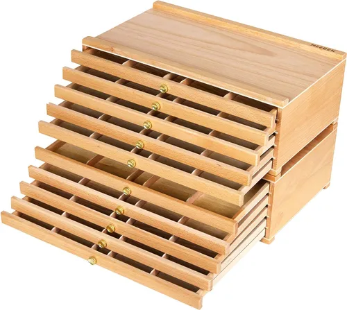 Miniatura 7 de MEEDEN Caja de almacenamiento para suministros de artista con 4 cajones - Caja portátil plegable multifunción de madera de haya para lápices